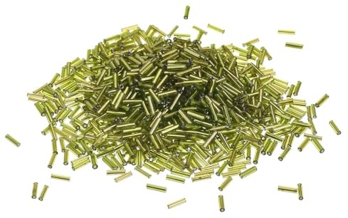 TA-VIGOR 1200Pcs Grass Glass Bugle Spacer Beads 7x2mm – Seed Beads for Jewellery Making, Bracelet, Necklace, Embroidery, DIY Craft Beading