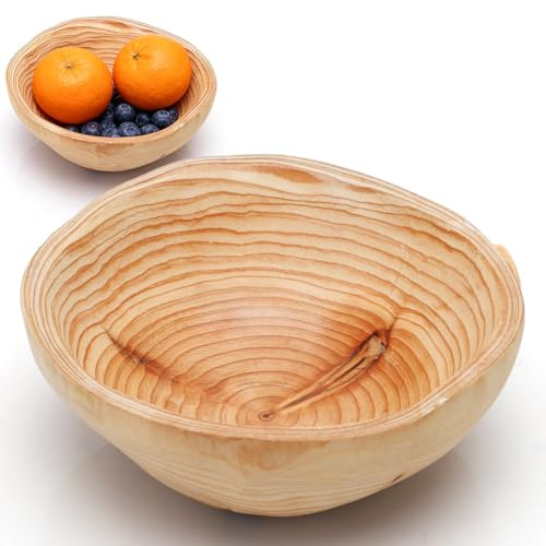 LOMUG Obstschale aus Holz, Holzschale Deko Unregelmäßige, Holzschüssel Schlüsselschale Wooden Bowl Dekoschale für Gemüse Obst Snacks Salate Schlüssel Brot (Klein)