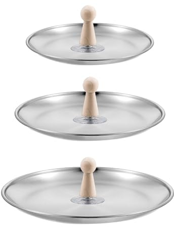 MiDube Juego de 3 moldes redondos para cerámica con mango de madera y base de acero inoxidable
