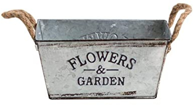 Monetais Vintage-Blumentopf aus Metall, Pflanzenfass, Eisen, Kleiner ovaler Pflanzgefäß, Pflanzkorb für Pflanzen, Hydrokulturbehälter, Innen- und Außenbereich, Balkon, Fensterbank-Dekoration