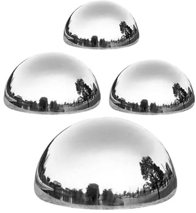 HOMOCONO Spiegelkugeln aus Edelstahl Silber, Reflektierende Gartenkugeln | Gartenstecker Silber, Gartendeko Innen und Außen, 4 Stück mit Moderner Optik