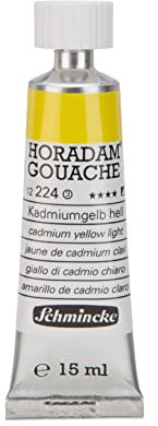 Schmincke - Horadam Gouache, Kadmiumgelb hell, 15 ml-Tube, 12 224 006, feinste Gouache, natürliche Deckkraft, höchst pigmentiert, farbintensiv und matt