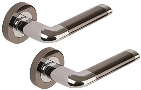 Excel DH3570 Argo Passage Door Handles on Round Rose, Polished Chrome/Black Nickel