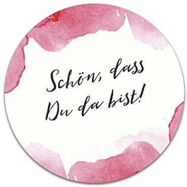 50 Sticker Hochzeit Schön, DASS du da bist!, Aufkleber Hochzeit Gastgeschenk (Aquarell rosa)