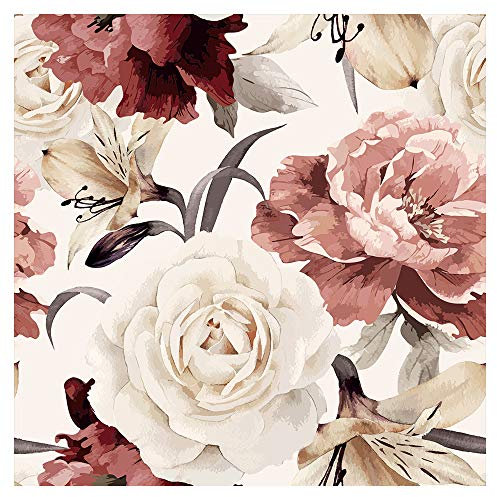 murando Vlies Tapete Blumen - Deko Panel Fototapete Wanddeko 10 m Tapetenrolle Mustertapete Wandtapete modern design Dekoration - Rosen Pfingstrosen b-C-0245-j-a