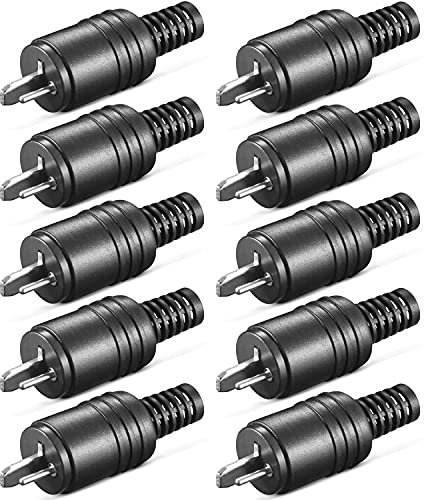 Lautsprecherstecker | mit Schraubanschluss | Gerade Schraubbar Knickschutz 2,2 mm | Boxen Audio Adapter Kabelanschluss Lautsprecher Stecker | Schwarz | 10 Stück