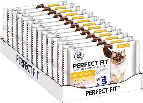 Sensitive 1+ Katzennassfutter mit Lachs & Huhn in Sauce – Katzenfutter Nassfutter13 x 4 Portionsbeutel à 85g