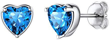 Suplight Mondstein Ohrringe Damen Silber 925 Herz Ohrstecker mit Türkis Geburtsstein Dezember Earrings blauem Zirkonia Minimalist Ohr Piercing Ohrschmuck chirurgenstahl Accessoire für Ehefrau