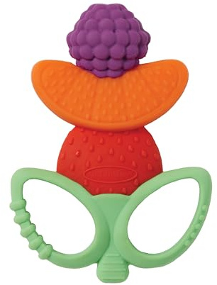 Infantino Lil’ Nibbles Textured Silicone Teether, BPA-Free Baby Teething Toy, Soft, Easy to Hold, Sensory Stimulation for Infants, Fruit Kabob