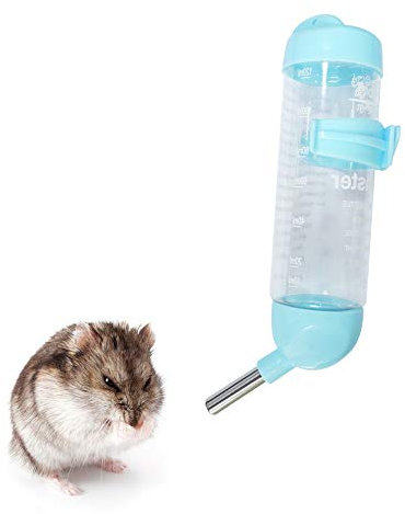 WishLotus Hamster Dispenser - Automatic Water Bottle with 2 Rolling Balls for Small Pets (125ml, Blue)