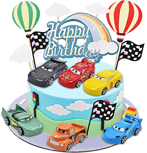 simyron Tortendeko Geburtstag - 12 Stück Geburtstagsdeko Auto Cupcake Toppers Kuchen-Toppers Für Kinder Party Geburtstag Kuchen Dekoration Party Supplies Dekor Gefälligkeiten