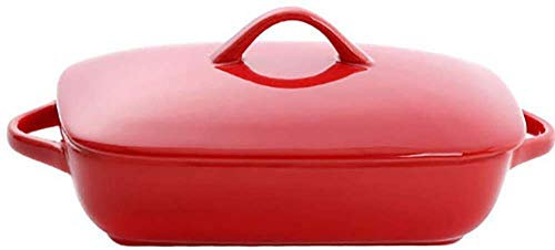TSTSM Pirofila Rettangolare in Ceramica, pirofila in Terracotta per Lasagne, Quiche o tiramisù, teglia per Lasagne,-Red