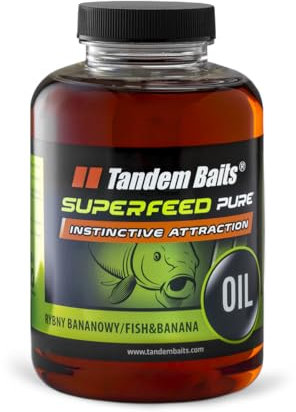 Tandem Baits SuperFeed Pure Fischöl Banane Intensives Aroma | Lockstoff Karpfen Angeln ohne Mühe | Boilie-Öl Köder Große-Fische-Angeln | Karpfenzubehör Profis & Hobby-Angler 500 ml