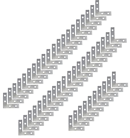Pastlla 50Pcs Corner Brace 4 Holes Flat L Shape Repair Bracket 1.5x1.5