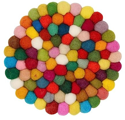 Grült Home Topfuntersetzer - Filz untersetzer für Tassen, Töpfe, Pfannen und Tassen handgefilzt in Nepal (Multicolor, Circle 20 cm)