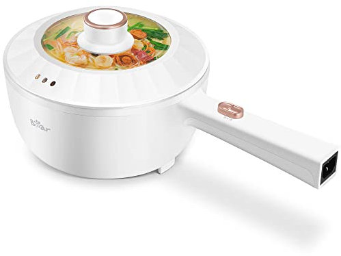 Bear Hot Pot Electric, 2L Multifunctional Portable Pot for Cooking, 1000W Rapid Noodles Electric Pot, Non-Stick Frying Pans for Steak, Egg, Ramen, Oatmeal with Dual Power Adjustment