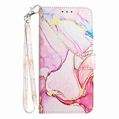 Knoowcase for iPhone 11 Shockproof Marble Case PU Leather Wallet Bumper Cover with Card Slots Protective Magnet Kickstand Drop Protection Shell Case for iPhone 11, Rose Gold