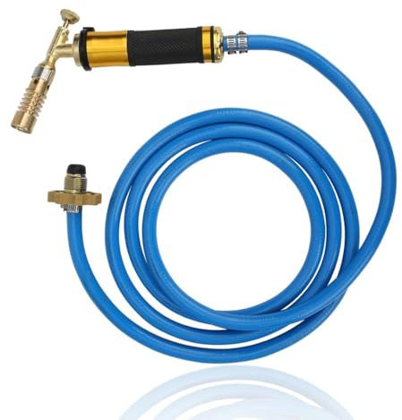 Agatige Chalumeau de Soudage au Propane, Chalumeau Plombier, Plomberie à gaz Torche turbo Coupe-pipeline Soudage au propane Soudage Brasage avec tuyau pour le soudage Soudage Fabrication de bijoux
