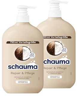 Schauma Schwarzkopf Shampoo Repair & Pflege (2x 750 ml), Haarshampoo repariert das Haar und sorgt für Geschmeidigkeit, Reparatur-Shampoo für strapaziertes & trockenes Haar