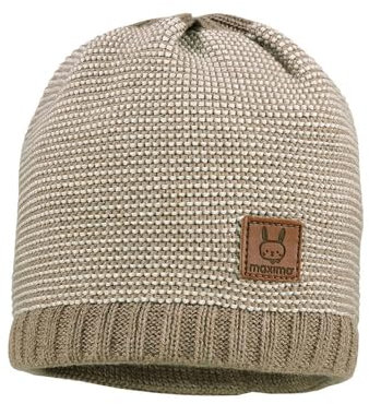 maximo GOTS Baby-Beanie, LL,2-farbig Jerseyfutter Made in Germany 47 braunmeliert