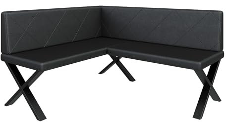 FURNISTAR Eckbank Akiko Metal X - Eckbankgruppe für Ihrem Esszimmer, Küche modern, Sitzecke, Essecke. Perfekt für Küche, Büro und Rezeption. Solide und Starke Verarbeitung. (142x168-Links-Soft11)