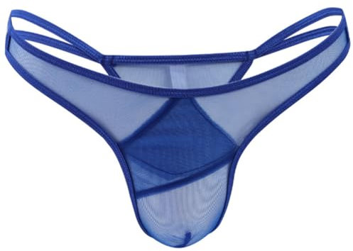 JPXJGT Men's Erotic Thongs Low Rise Sexy T-Back Bulge Pouch G-Strings Underpants Jockstrap (Blue,One Size)