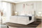 MEBLINI Boxspringbett mit Bettkasten - Gepolstert Doppelbett mit Matratze und Topper - Polsterbett mit Stauraum - Bett mit Kopfteil - Kai - 200x200 - H3/Creme Samt