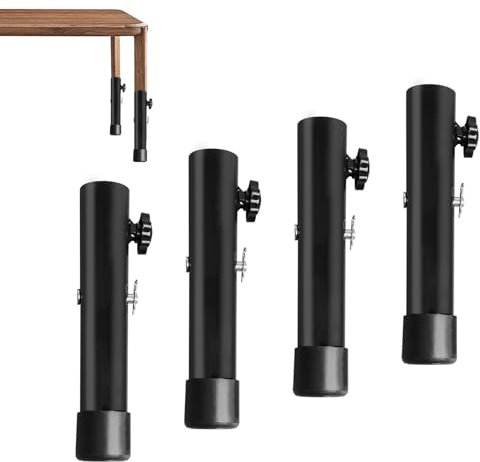 Domigard 4 PCS Table Leg Extenders Set, Metal Table Leg Riser with Adjustable Screw Clamp, Furniture Riser for Sofa Table Chair Square/Round Suitable Diameter Less Than 1.35inch