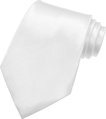 AHLPO Elegante Krawatte für Herren Satin 8 cm, Herren Krawatten, Klassische Schlips Herren für Hochzeit, Büro, Party und Festliche Veranstaltungen - Einfarbig in Verschiedenen Farben Tie Weiß