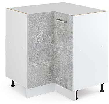 Vicco Eckunterschrank R-Line, Küchen Eckschrank, Beton/Weiß, 75.6 cm, AP Anthrazit