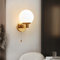 CRFASIBE Mattiert Glas Kugel Wandleuchte, E27 Wandleuchte mit Zugschnurschalter, Warmes Licht Innen Wandlamp für Schlafzimmer Badezimmer Wohnzimmer Küche (Gold)