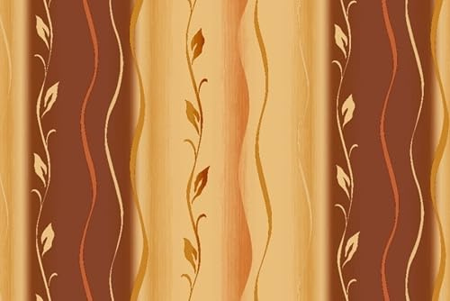 Gardinen Vorhangen Mondego Braun 140x250 cm (BxH) 1 Stück Gardine mit Kräuselband Curtains Wohnzimmer Florale Muster Satin Stoff Küchengardinen Fenstergardinen Window Blinds Dekoschale