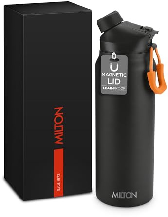 Milton 1.0 Litre Insulated Water Bottle, 2-in-1 Lids, Leakproof Flask | Metal Water Bottle, Stainless Steel, Straw & Spout Lids, 12 Hrs Hot & 24 Hrs Cold, BPA-Free, Dishwasher Safe, Gym & Travel