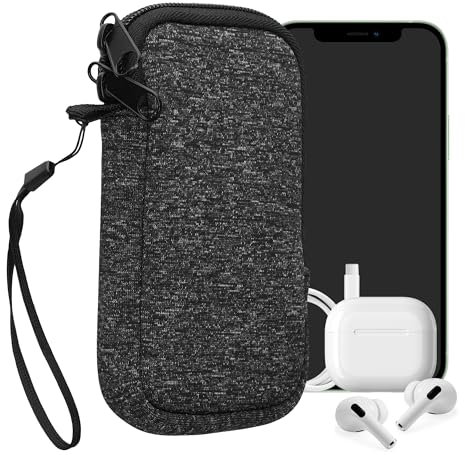 kwmobile Estuche de Neopreno Universal para Smartphone - Funda Protectora con Cremallera para XS - 3,5/4 Antracita/Blanco