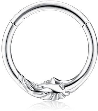BodyBonita Septum Piercing 16G – 316L Edelstahl Nasenpiercing Nasenring Reifen für Damen Herren Helix Conch Piercings Tragus Daith Knorpel Piercing Silber 8 mm Lunar
