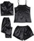 Warmer Schlafanzug Damen，Kurz 4 Teiliges Kurzarm Schlafanzug Nachtwäsche Cami Und Shorts Set Frauen Silk Pjs Sets Hemd Und Shorts Lange Hose Kuschel Pijamas Set Elegant Hausanzug Loungewear