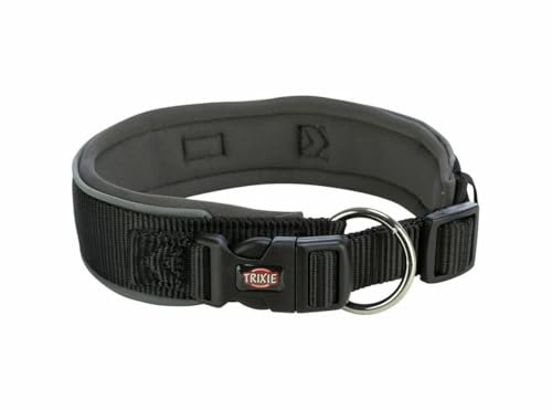 TRIXIE Premium collar, Extra wide, XS–S: 27–35 cm/25 mm, black/graphite