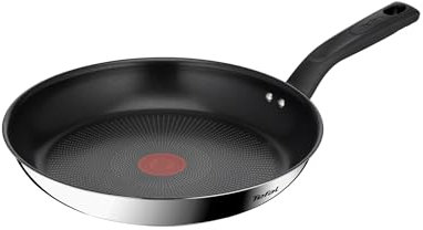 Tefal Titanium Max 28 cm Stainless Steel Frying Pan, Long Lasting Non Stick Smart Cooking Signal Technology - Suitable for All Hobs + Induction