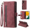 EYZUTAK Wallet Phone Case for Samsung Galaxy A56 5G, Retro Matte 9 Card Holder Slots Zipper Pocket Case PU Leather Magnetic Closure Kickstand with Wrist Strap Folio Flip Case - Wine Red
