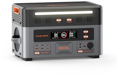 PowerMax 3600PE Tragbare Powerstation 3600W (Spitze 7200W) | 2016Wh LiFePO4 Akku, 1800W AC, mit APP, 14 Ausgängen, Solargenerator für Home Backup, Stromausfall, Notfälle