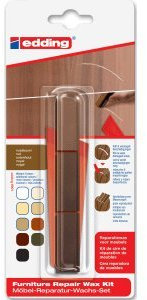 edding 5 x Möbel-Reparaturwachs 8901 Blisterverpackung nussbaum