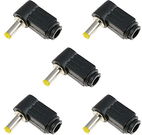 1.7mm x 4.0mm Male Plug Right Angle L Jack DC Power Tip Connector (Pack of 5)