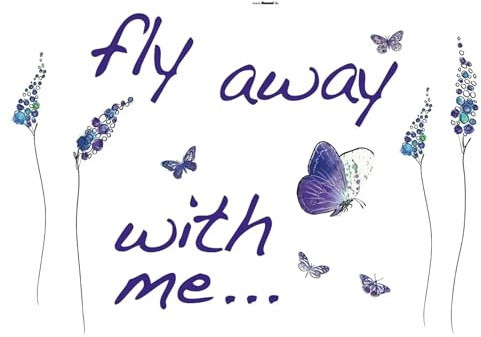 Komar Deco-Sticker BUTTERFLIES | 100 x 70 cm | Wandtattoo, Wandbild, Wandsticker, Wandaufkleber, Walltattoo, Schmetterlingen, Blumen, Traum | 17719h