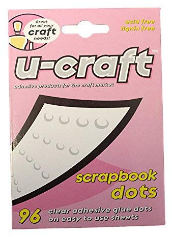 U-Craft 14mm flat Scrapbook Glue Adhesive permanent Dots 96 per pack 201084