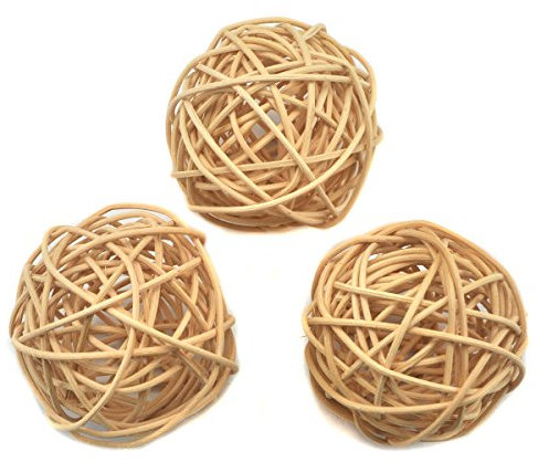 6 Stück Natur Wicker Rattan Kugeln Tischschmuck Hochzeit Party zum Aufhängen Wobble Ball Weihnachten Deko 8cm Natürliche Farbe
