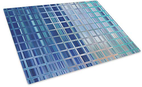 Blue Grey Teal Cool Glass Chopping Board Kitchen Worktop Saver Protector