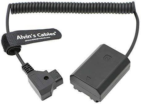 Alvin's Cables NP-FZ100 Dummy Akku zu D-Tap Coiled Stromkabel für Sony A7III A7RIII A7SIII A7C A7IV A9 FX3 Digital Kamera