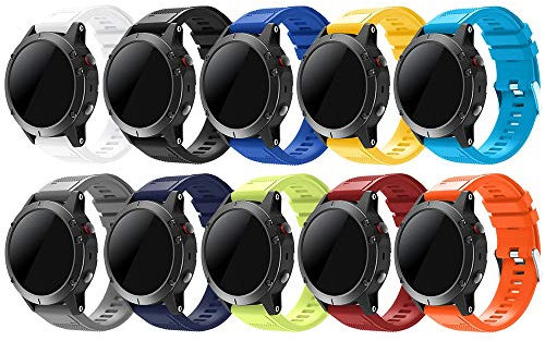 TOPsic Fenix 5 Cinturino, Braccialetto Morbido di Ricambio in Silicone per Fenix 5 / forerunner 935 / Fenix 5 Plus/Fenix 6/Fenix 6 Pro/Fenix 7/Fenix 7 Solar/Fenix 7 Sapphire Solar