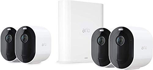 Arlo Pro3 Wireless Home Security Camera System CCTV, WiFi, 6-Month Battery Life, Colour Night Vision, Indoor or Outdoor, 2K HDR, 2-Way Audio, Spotlight, 160° View, Alarm, 4 Camera Kit, VMS4440P