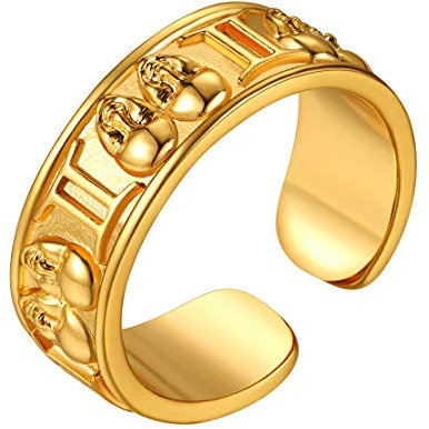 FindChic Herren Damen Fingerring Vintag Sternzeichen Zwillinge Ring Retro Tierskreis Horoskop Bandring für Papa Mama
